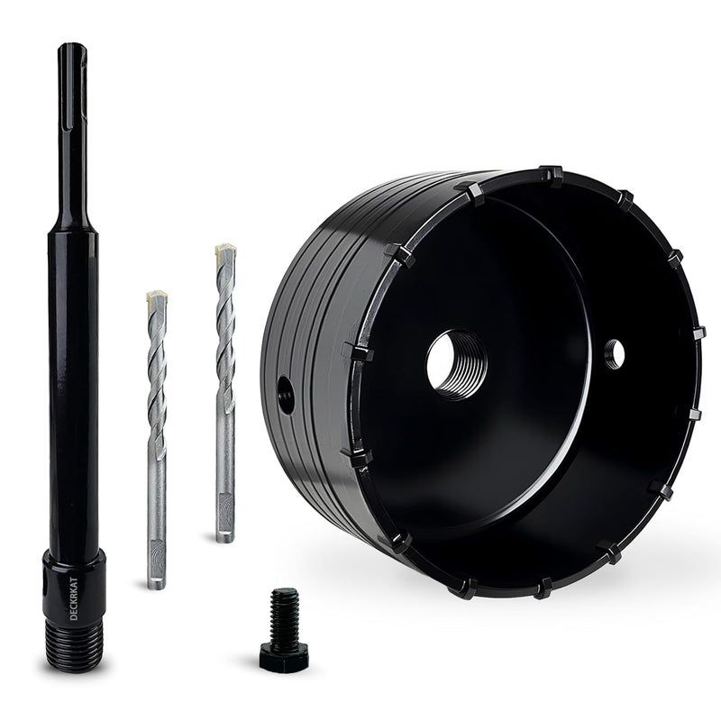 DECKRKAT 4-3/4" Concrete Hole Saw Kit,Electroplated Black Quenching Tech,Heavy-Duty Thickened Alloy Teeth,SDS Plus Shank & 2 Center Bits for Concrete,Brick,Stone. - Image 1
